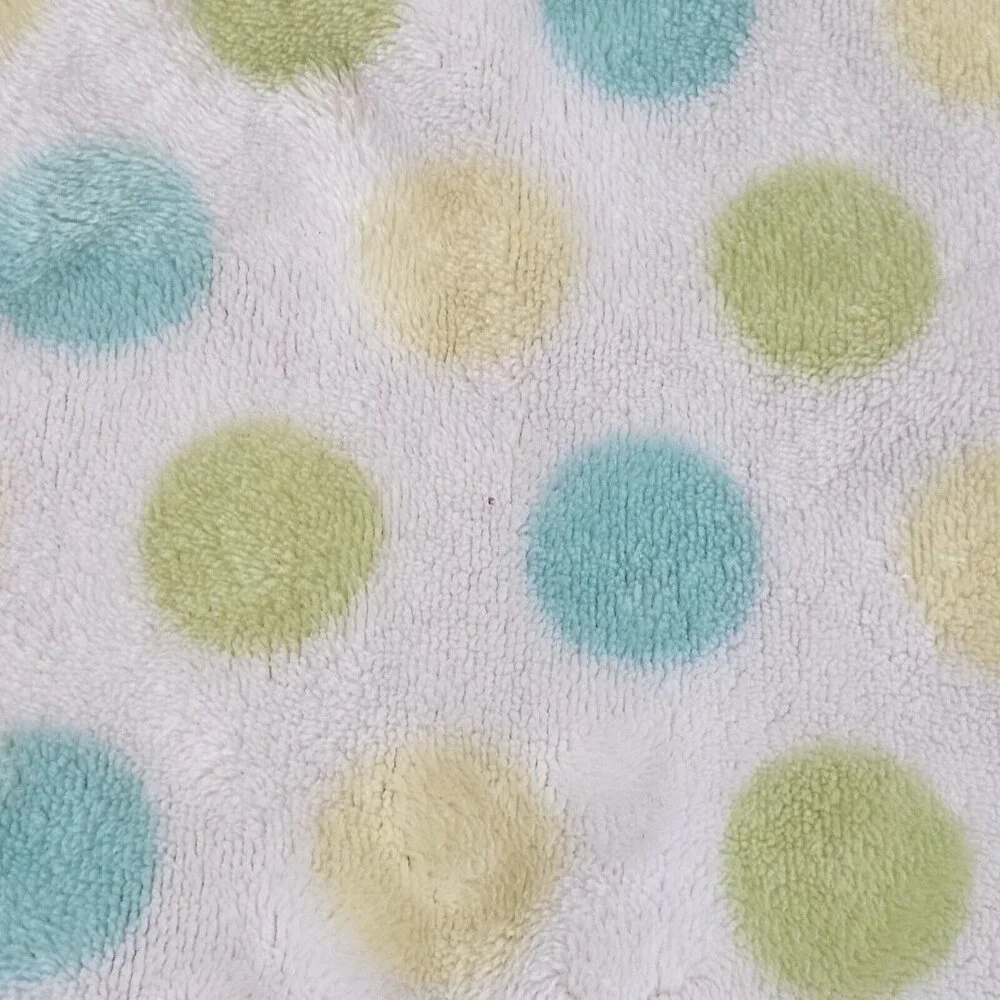 Baby Essentials‎ Blue Green Polka Dot Bear Baby Blanket Soft Plush 29” X 30